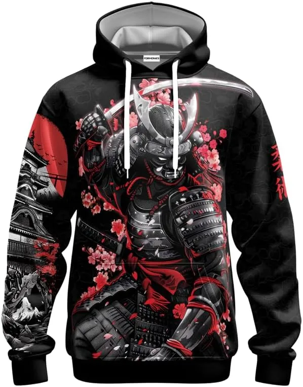 Samurai Mens Hooded Sweatshirt 3D Printed Graphic Pullover Streetwear Hoodies for Men and Women