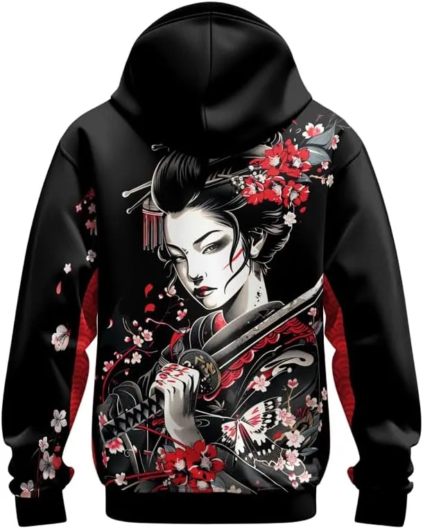 Samurai Mens Hooded Sweatshirt 3D Printed Graphic Pullover Streetwear Hoodies for Men and Women
