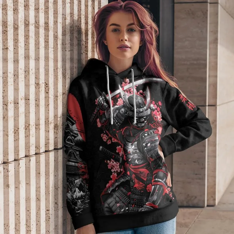 Samurai Mens Hooded Sweatshirt 3D Printed Graphic Pullover Streetwear Hoodies for Men and Women