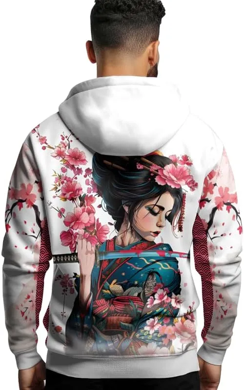Samurai Mens Hooded Sweatshirt 3D Printed Graphic Pullover Streetwear Hoodies for Men and Women