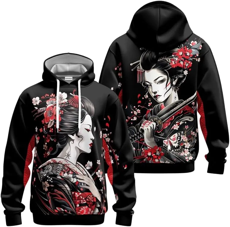 Samurai Mens Hooded Sweatshirt 3D Printed Graphic Pullover Streetwear Hoodies for Men and Women