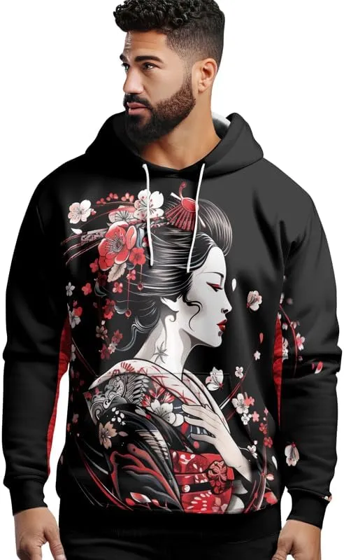 Samurai Mens Hooded Sweatshirt 3D Printed Graphic Pullover Streetwear Hoodies for Men and Women