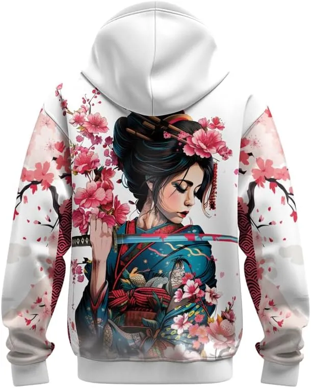 Samurai Mens Hooded Sweatshirt 3D Printed Graphic Pullover Streetwear Hoodies for Men and Women