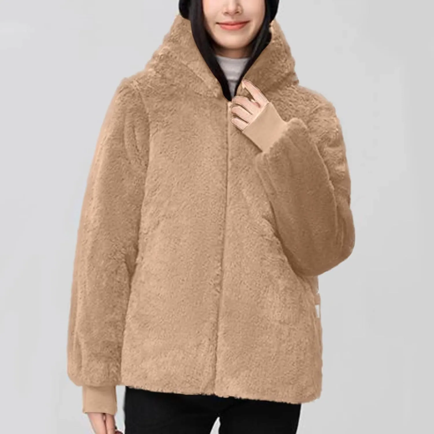 Snow Jackets for Women Winter Warm down Coats Plus Size Fuzzy Hooded Puffer Jackets Outdoor Waterproof Parka Coats