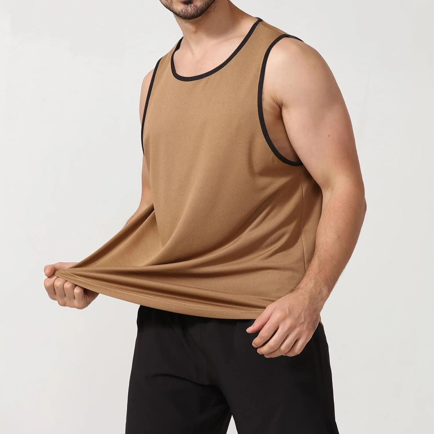 Uillui Mens Workout Tank Tops Quick Dry Running Shirts Sleeveless Mesh Muscle Gym Shirts Athletic Training Sports ​Tank Tops