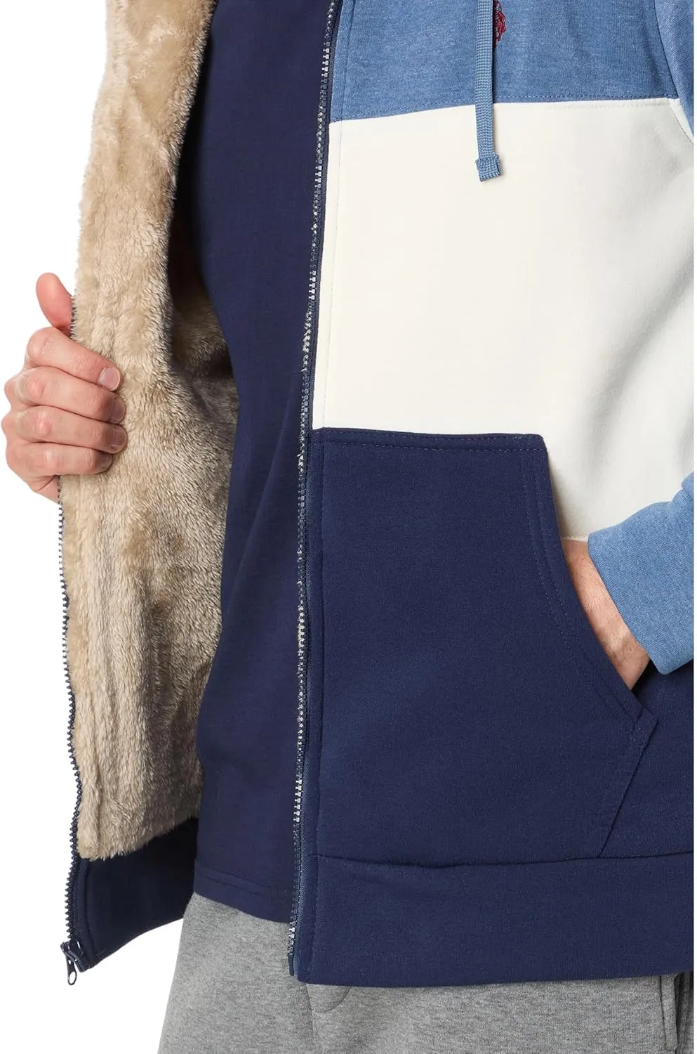 U.S. POLO ASSN. Men's USPA Color-Block Full Zip Sherpa Hoodie