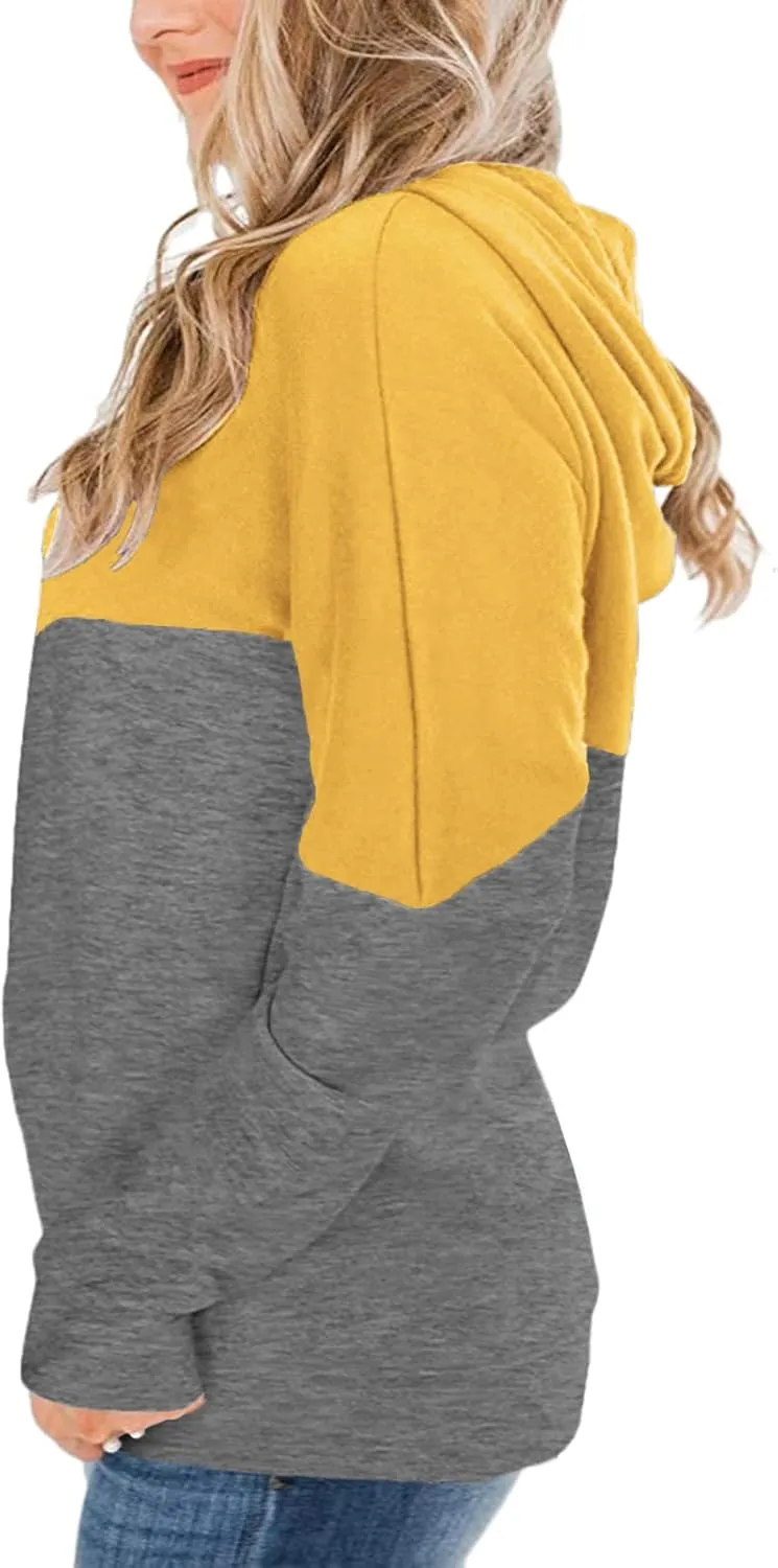VISLILY Plus-Size Hoodies for Women Color Block Pullover Sweatshirts