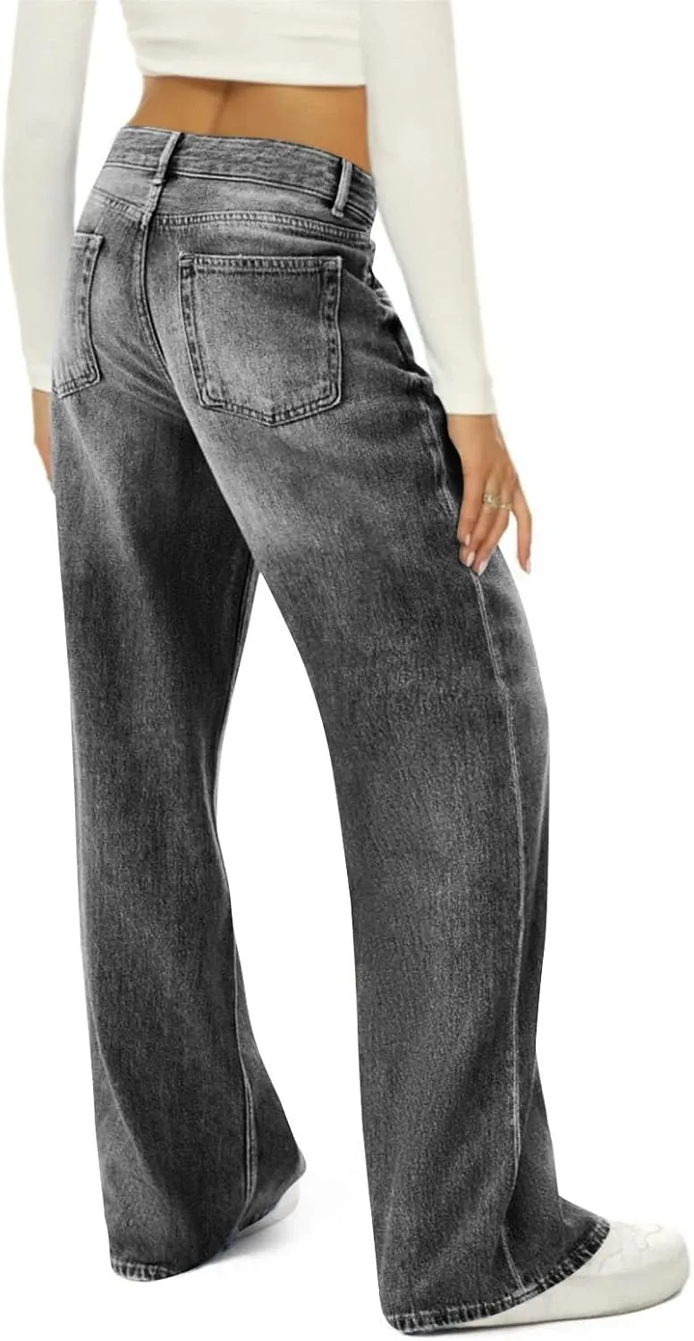 Wide Leg Jeans for Women 2025 Summer High Waisted Strechy Trendy Baggy Bootcut Y2K Street Denim Pants Plus Size