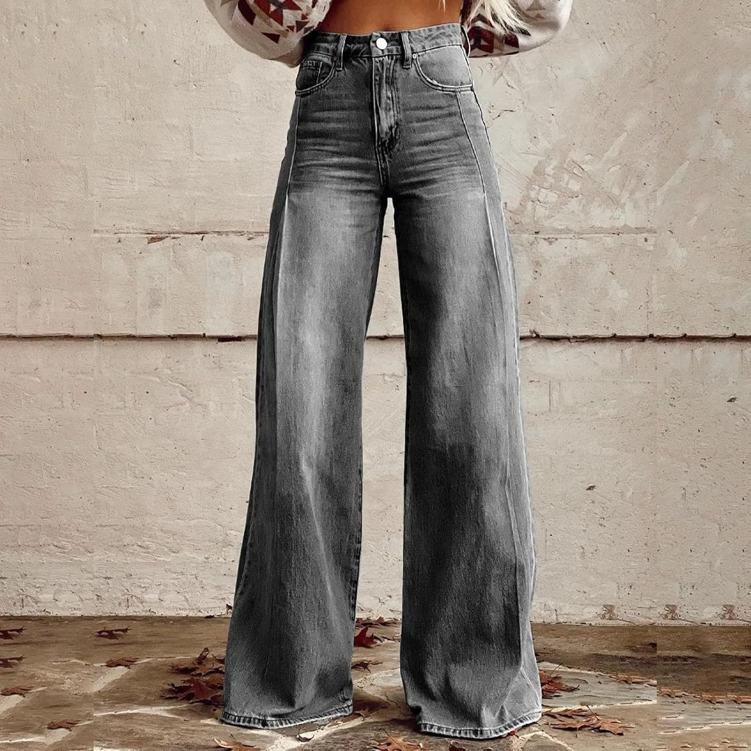 Wide Leg Jeans for Women 2025 Summer High Waisted Strechy Trendy Baggy Bootcut Y2K Street Denim Pants Plus Size