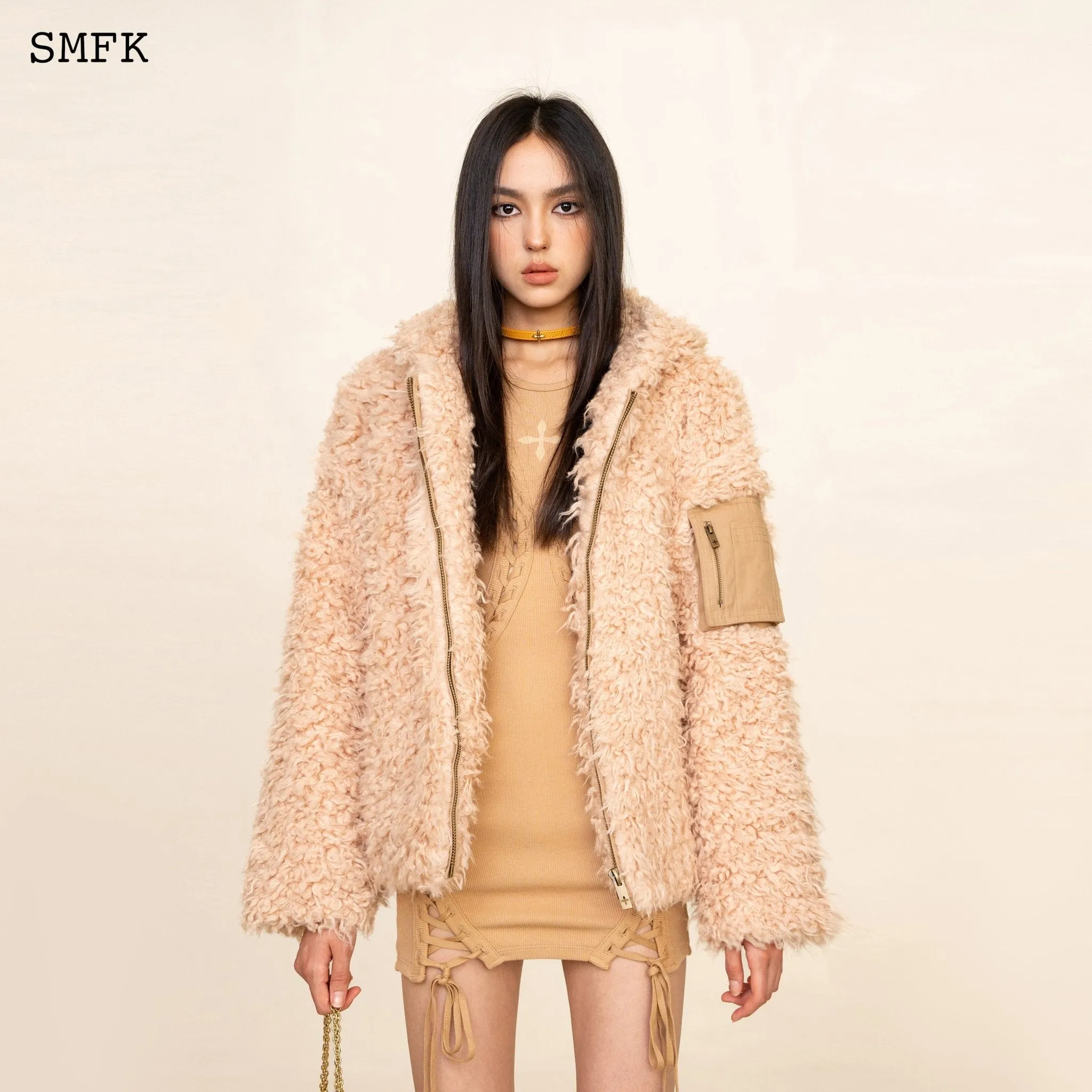 WildWorld Adventure Outdoor Faux Fur Hoodie In Cream