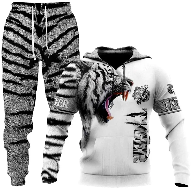 Wolf 3d Printed Hoodie Pants Suit