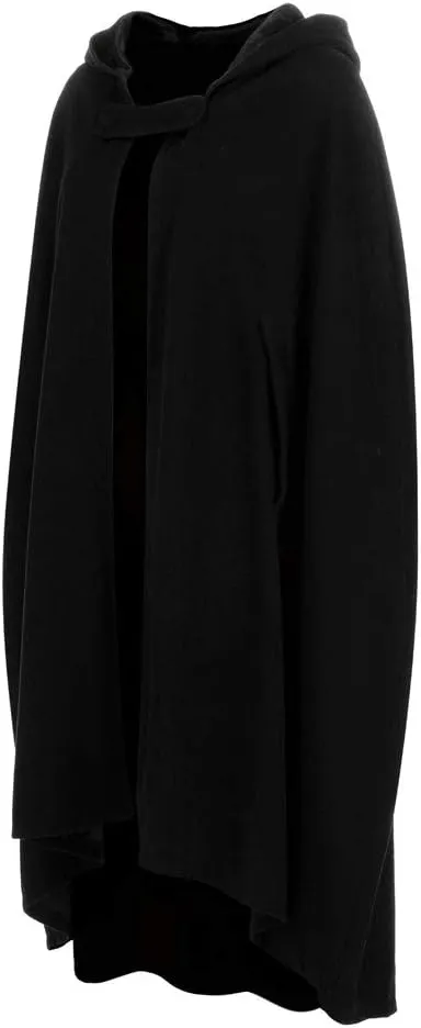 Women Hooded Wool Blend Maxi Long Cape Poncho Maxi Cloak Coat Fall Winter Trench Coat Robe Gothic Plus Size Clothes