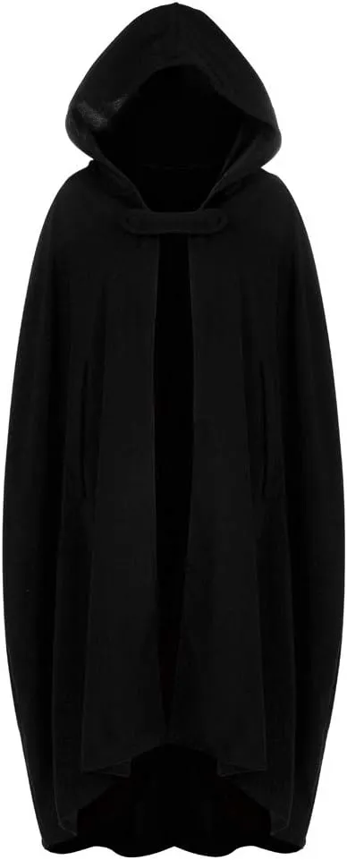 Women Hooded Wool Blend Maxi Long Cape Poncho Maxi Cloak Coat Fall Winter Trench Coat Robe Gothic Plus Size Clothes