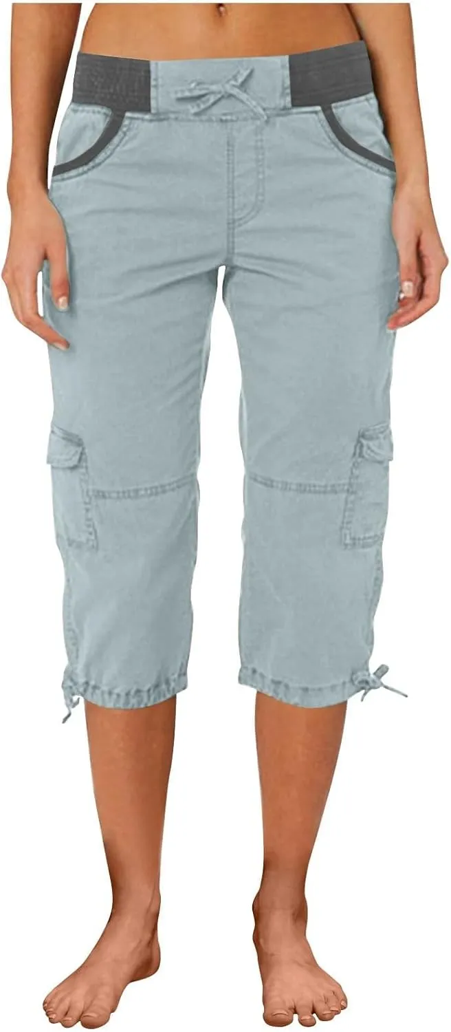 Womens Cargo Capris Hiking Pants Lightweight Quick Dry Outdoor Athletic Travel Casual Comfy Short with Multi Pockets
