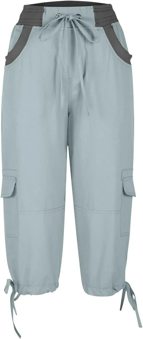 Womens Cargo Capris Hiking Pants Lightweight Quick Dry Outdoor Athletic Travel Casual Comfy Short with Multi Pockets