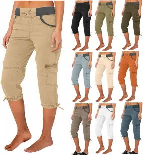 Womens Cargo Capris Hiking Pants Lightweight Quick Dry Outdoor Athletic Travel Casual Comfy Short with Multi Pockets
