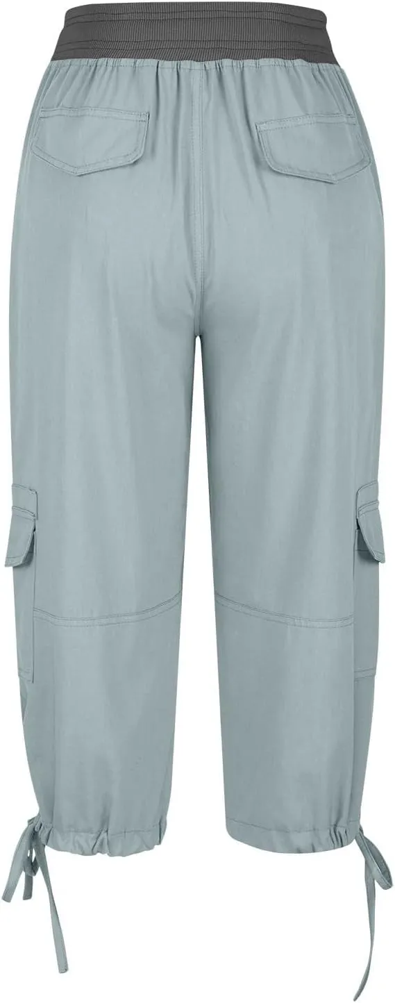 Womens Cargo Capris Hiking Pants Lightweight Quick Dry Outdoor Athletic Travel Casual Comfy Short with Multi Pockets