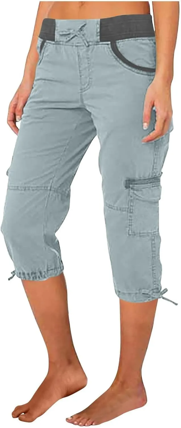 Womens Cargo Capris Hiking Pants Lightweight Quick Dry Outdoor Athletic Travel Casual Comfy Short with Multi Pockets