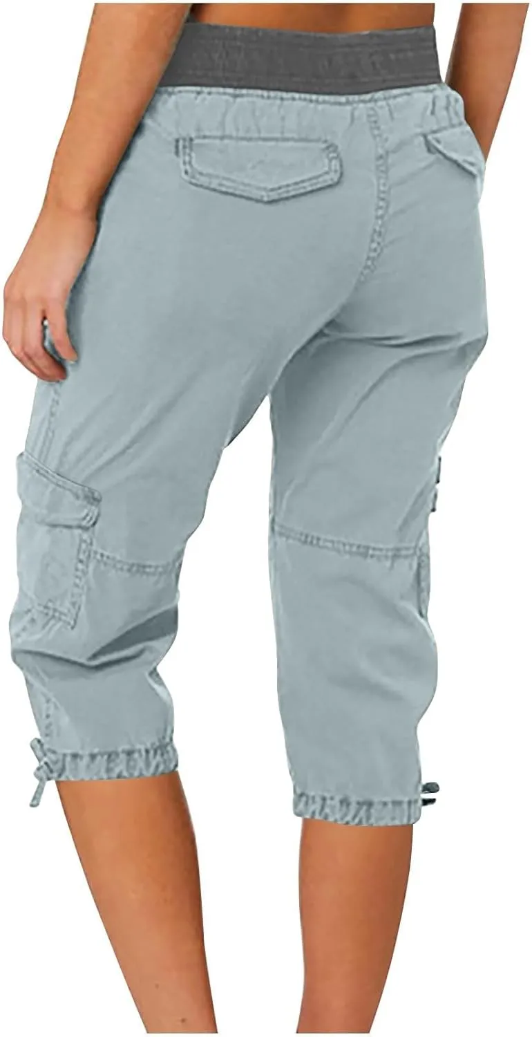 Womens Cargo Capris Hiking Pants Lightweight Quick Dry Outdoor Athletic Travel Casual Comfy Short with Multi Pockets