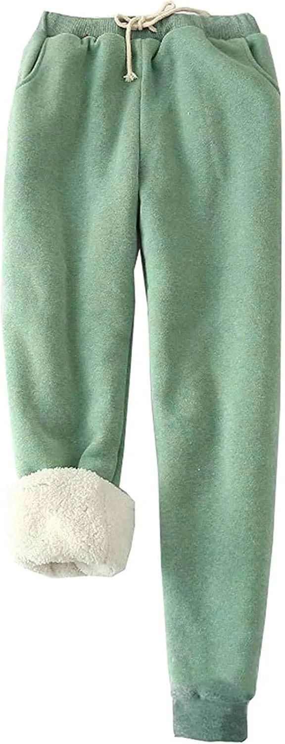 Womens Sherpa Lined Sweatpants Baggy Plus Size Pants Athletic Jogger Fleece Pants Winter Warm Casual Active Yoga Pants