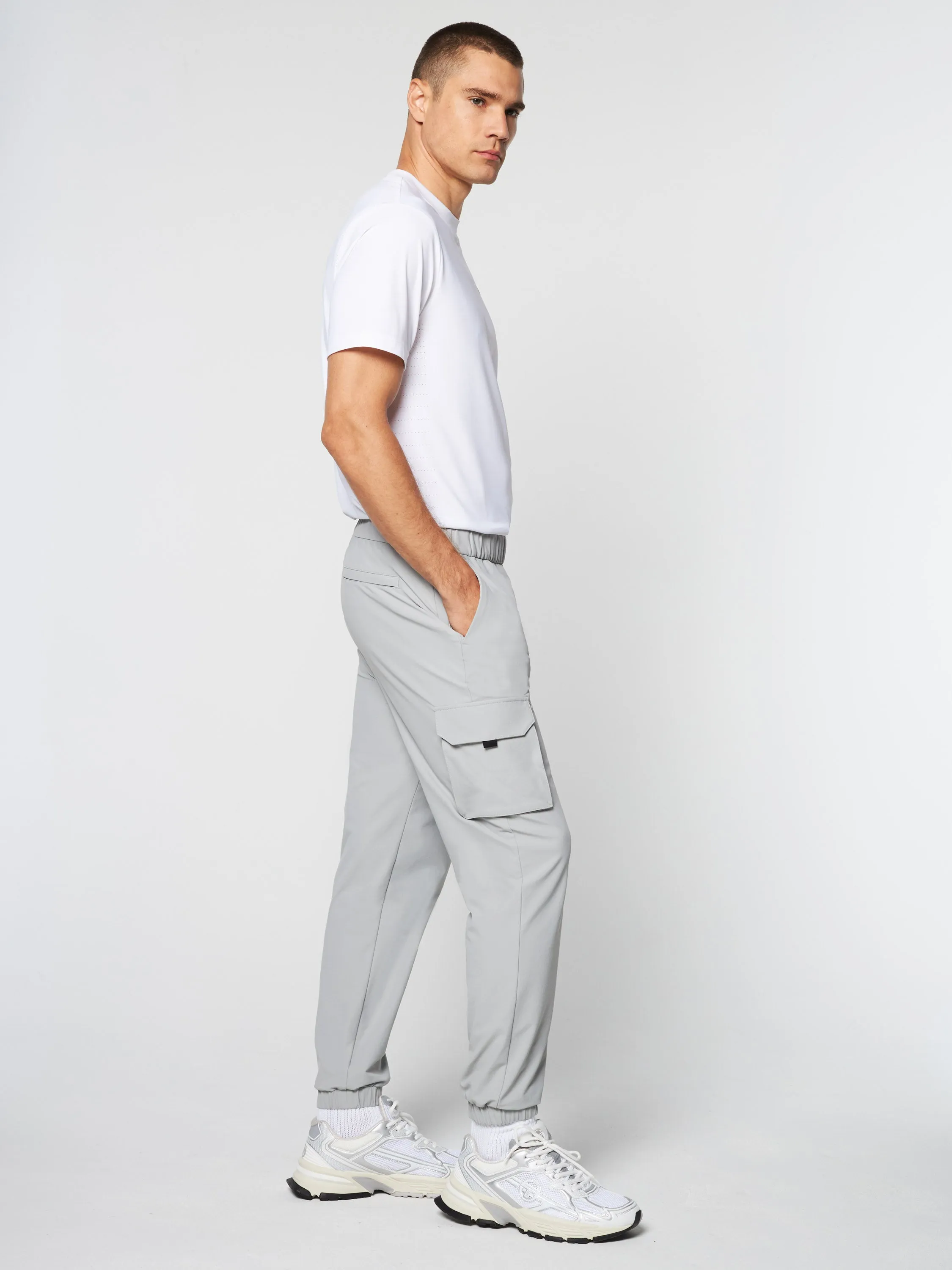 Woven Cargo Jogger Pants- Heather Grey